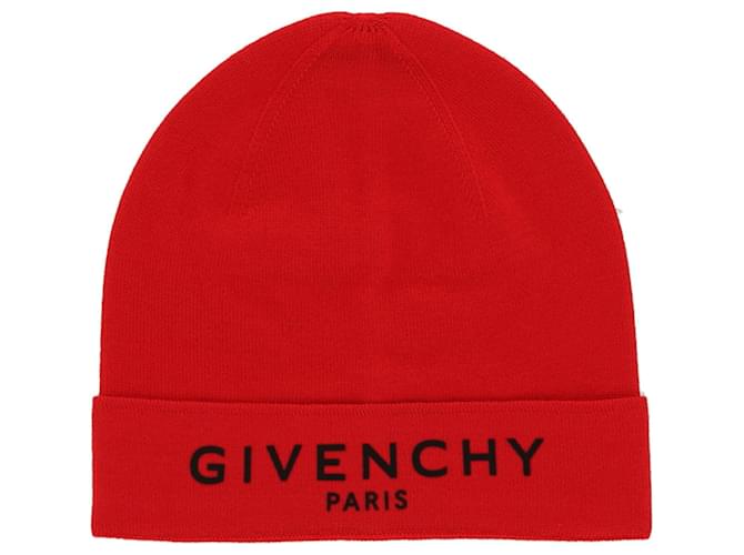 Bonnet en maille à logo Givenchy Rouge  ref.694631
